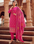 Heavy Designer Festive Wear Dola Jaquard Salwar Suit Dark Pink Dola Jaquard Pant Straight Front View
