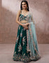 Designer Weadding Wear Heavy Lehenga Choli Collection Teal Georgette Lehenga Choli Front View