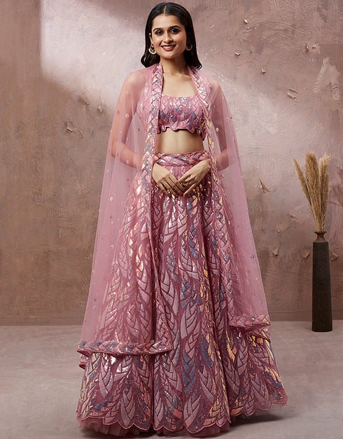 Designer Weadding Wear Heavy Lehenga Choli Collection Coral Art Silk Lehenga Choli Front View