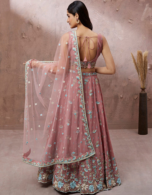 Designer Weadding Wear Heavy Lehenga Choli Collection Coral Poly Georgette Lehenga Choli Front View