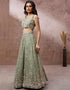 Designer Weadding Wear Heavy Lehenga Choli Collection Lime Green Poly Georgette Lehenga Choli Back View