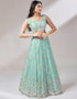 Designer Wedding Party Wear Heavy Lehenga Choli Collection Sea Green Net Lehenga Choli Back View