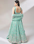 Designer Wedding Party Wear Heavy Lehenga Choli Collection Sea Green Net Lehenga Choli Front View