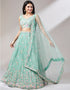 Designer Wedding Party Wear Heavy Lehenga Choli Collection Sea Green Net Lehenga Choli Front View