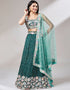 Designer Wedding Party Wear Heavy Lehenga Choli Collection Teal Green Poly Georgette Lehenga Choli Front View