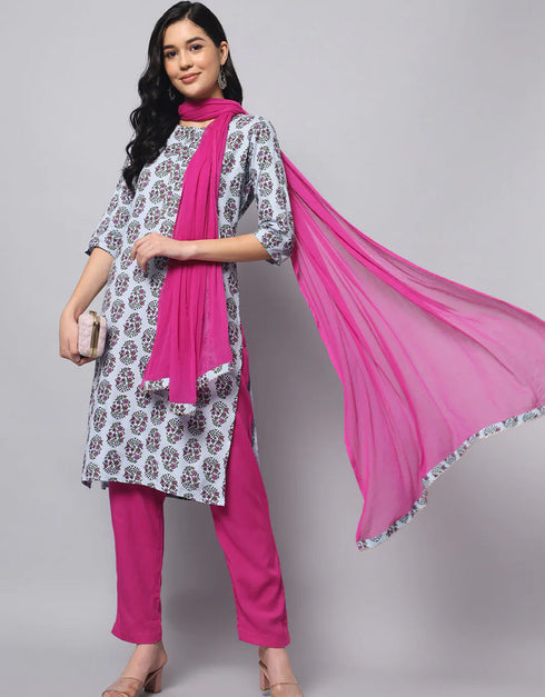 Designer Party Wear Silk Blend Readymade Suit Multi Pure Cotton Pant Straight Close-up View