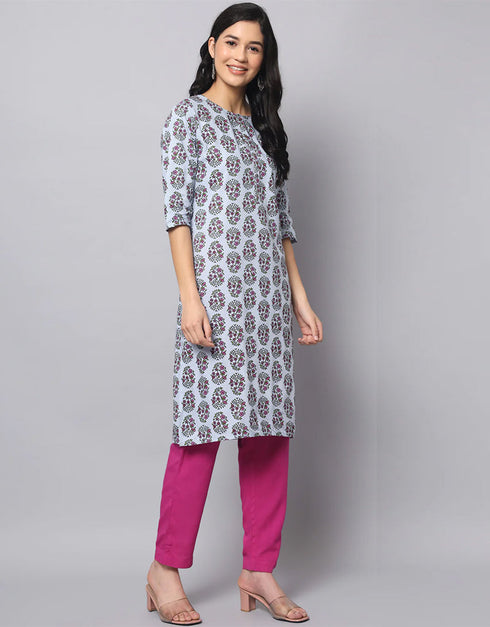Designer Party Wear Silk Blend Readymade Suit Multi Pure Cotton Pant Straight Back View
