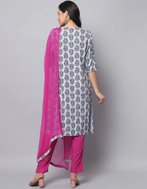 Designer Party Wear Silk Blend Readymade Suit Multi Pure Cotton Pant Straight Side View