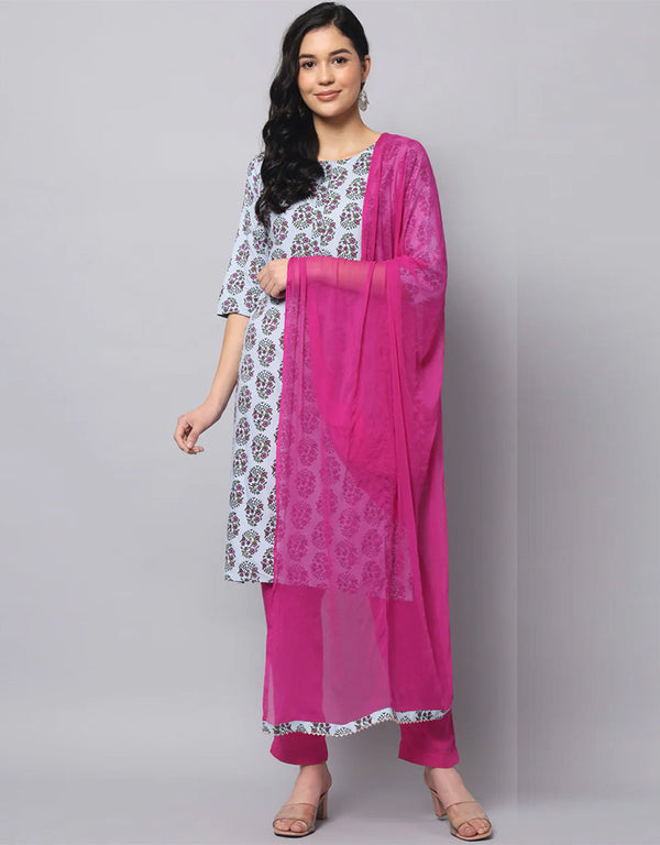 Designer Party Wear Silk Blend Readymade Suit Multi Pure Cotton Pant Straight Front View