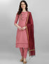 Designer Party Wear Ruby Readymade Suit Light Pink Ruby Cotton Silk Pant Straight Front View