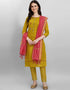 Designer Party Wear Ruby Readymade Suit Mustrad Ruby Cotton Silk Pant Straight Front View