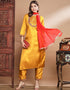 Designer Party Wear Cotton Silk Blend Readymade Suit Mustard Cotton Silk Blend Pant Straight Close-up View