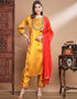 Designer Party Wear Cotton Silk Blend Readymade Suit Mustard Cotton Silk Blend Pant Straight Front View