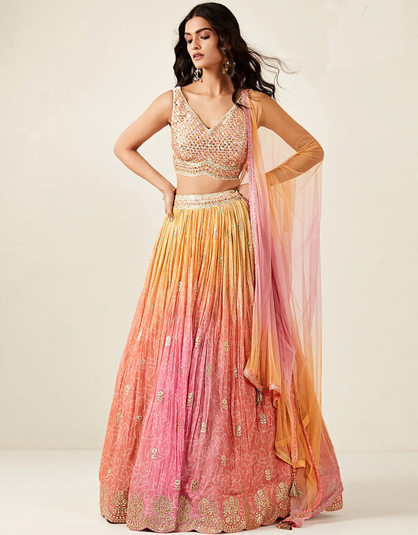 Designer Wedding Party Wear Heavy Readymade Lehenga Choli Collection Multi Dolla Silk Lehenga Choli Front View