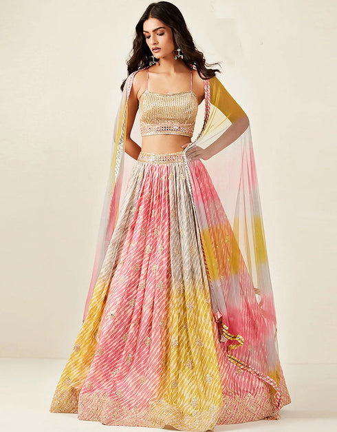 Designer Wedding Party Wear Heavy Readymade Lehenga Choli Collection Multi Dolla Silk Lehenga Choli Front View