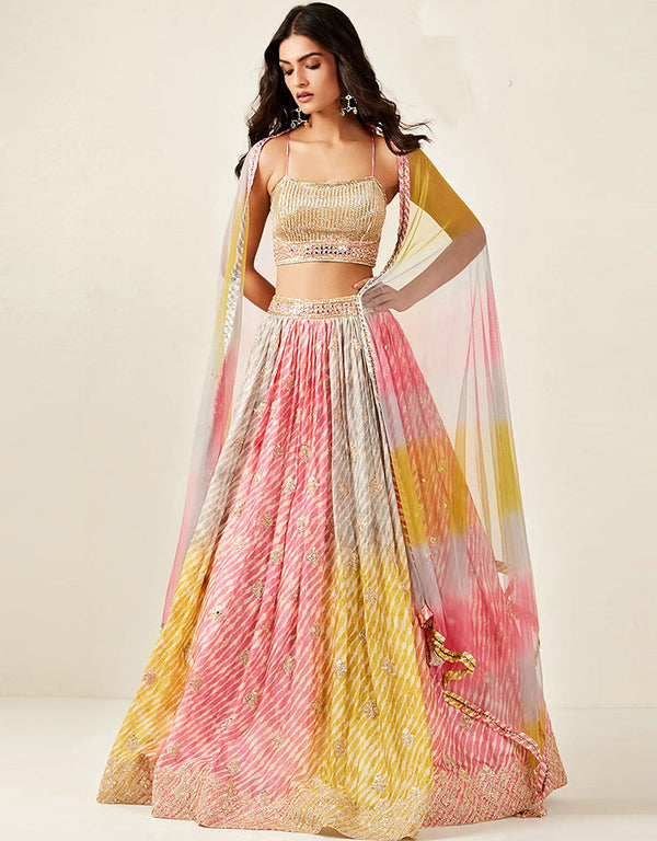 Designer Wedding Party Wear Heavy Readymade Lehenga Choli Collection Multi Dolla Silk Lehenga Choli Front View
