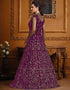 Designer Party Wear Heavy Readymade Salwar Suit Collectio Purple Heavy Butterfly Net Pant Anarkali Close-up View
