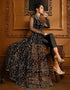 Designer Party Wear Heavy Readymade Salwar Suit Collectio Black Heavy Butterfly Net Pant Anarkali Back View