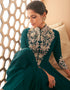 Designer Party Wear Readymade Suit Green Heavy Georgett Pant Anarkali Close-up View