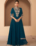 Designer Party Wear Readymade Suit Teal Heavy Georgett Pant Anarkali Front View