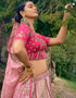 Designer Bridal Silk Heavy Lehenga Choli Collection Pink Pure Raw Silk Lehenga Choli Back View