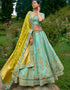 Designer Bridal Silk Heavy Lehenga Choli Collection Sky Blue Pure Raw Silk Lehenga Choli Front View