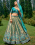 Designer Bridal Silk Heavy Lehenga Choli Collection Rama Blue Pure Raw Silk Lehenga Choli Back View