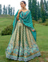 Designer Bridal Silk Heavy Lehenga Choli Collection Rama Blue Pure Raw Silk Lehenga Choli Front View