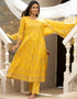 Traditional Function Wear Readymade Cotton Cambric Suit Collection Yellow Cotton Cambric Pant Straight Front View