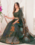 Designer Party Wear Readymade Organza Lehenga Choli Green Art Silk Lehenga Choli Close-up View