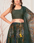 Designer Party Wear Readymade Organza Lehenga Choli Green Art Silk Lehenga Choli Back View