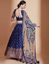 Party Wear Chinon Heavy Lehenga Choli Collection Blue Chinon Lehenga Choli Back View