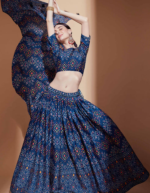 Party Wear Chinon Heavy Lehenga Choli Collection Multi Chinon Lehenga Choli Close-up View
