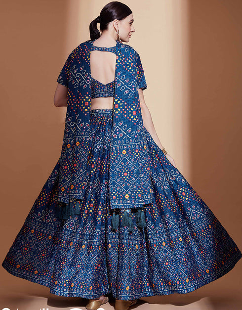 Party Wear Chinon Heavy Lehenga Choli Collection Multi Chinon Lehenga Choli Back View