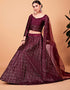 Desugner Party Wear Tabby Silk Lehenga Choli Collection Burgundy Tebi Silk Lehenga Choli Close-up View