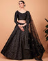Desugner Party Wear Tabby Silk Lehenga Choli Collection Black Tebi Silk Lehenga Choli Close-up View