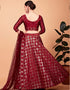 Desugner Party Wear Tabby Silk Lehenga Choli Collection Cherry Red Tebi Silk Lehenga Choli Back View
