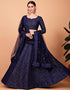 Desugner Party Wear Tabby Silk Lehenga Choli Collection Navy Blue Tebi Silk Lehenga Choli Close-up View