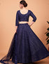 Desugner Party Wear Tabby Silk Lehenga Choli Collection Navy Blue Tebi Silk Lehenga Choli Back View