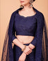 Desugner Party Wear Tabby Silk Lehenga Choli Collection Navy Blue Tebi Silk Lehenga Choli Front View