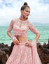 Designer Wedding Party Wear Heavy Lehenga Choli Collection Light Pink Net Lehenga Choli Front View