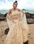 Designer Wedding Party Wear Heavy Lehenga Choli Collection Cream Net Lehenga Choli Close-up View