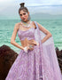 Designer Wedding Party Wear Heavy Lehenga Choli Collection Lavender Net Lehenga Choli Front View