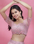 Designer Party Wear Heavy Lehenga Choli Collection Pink Net Lehenga Choli Front View