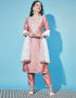 Designer Party Wear Silk Blend Readymade Suit Collection Peach Silk Blend Pant Straight Front View