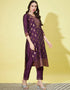 Traditional Function Wear Cotton Silk Readymade Suit Collection Purple Cotton Silk Jacquard Pant Straight Back View