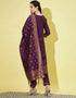 Traditional Function Wear Cotton Silk Readymade Suit Collection Purple Cotton Silk Jacquard Pant Straight Side View