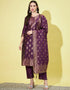 Traditional Function Wear Cotton Silk Readymade Suit Collection Purple Cotton Silk Jacquard Pant Straight Front View