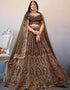Treding Wedding Wear Heavy Lehenga Choli Collection Brown Slub Georgette Lehenga Choli Front View