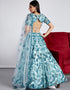 Designer Party Wear Heavy Lehenga Choli Collection Turquoise Blue Net Lehenga Choli Front View